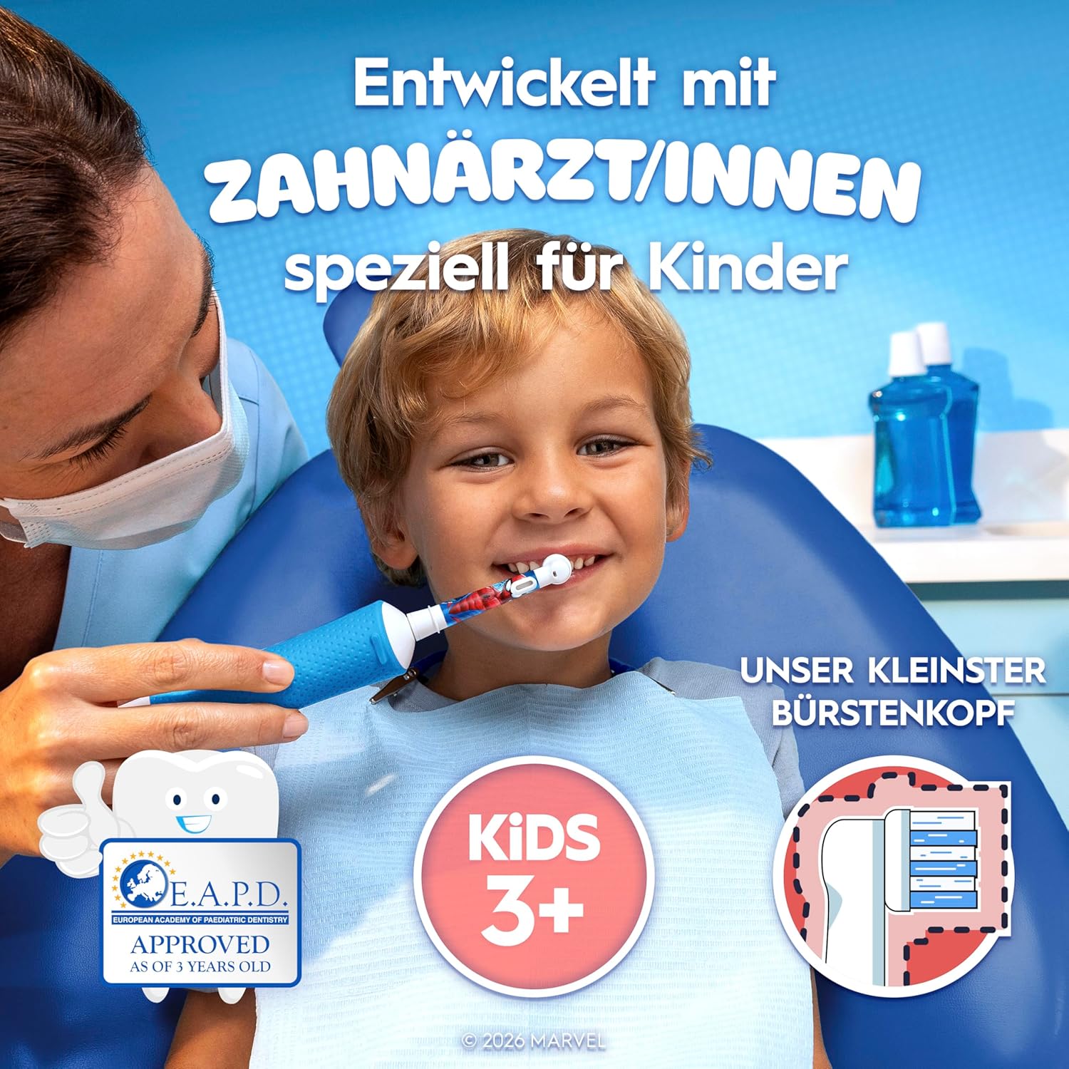 Detalle 2 de Oral-B Pro Kids Spider-Man Elektrische Zahnbürste für Kinder ab 3 Jahren