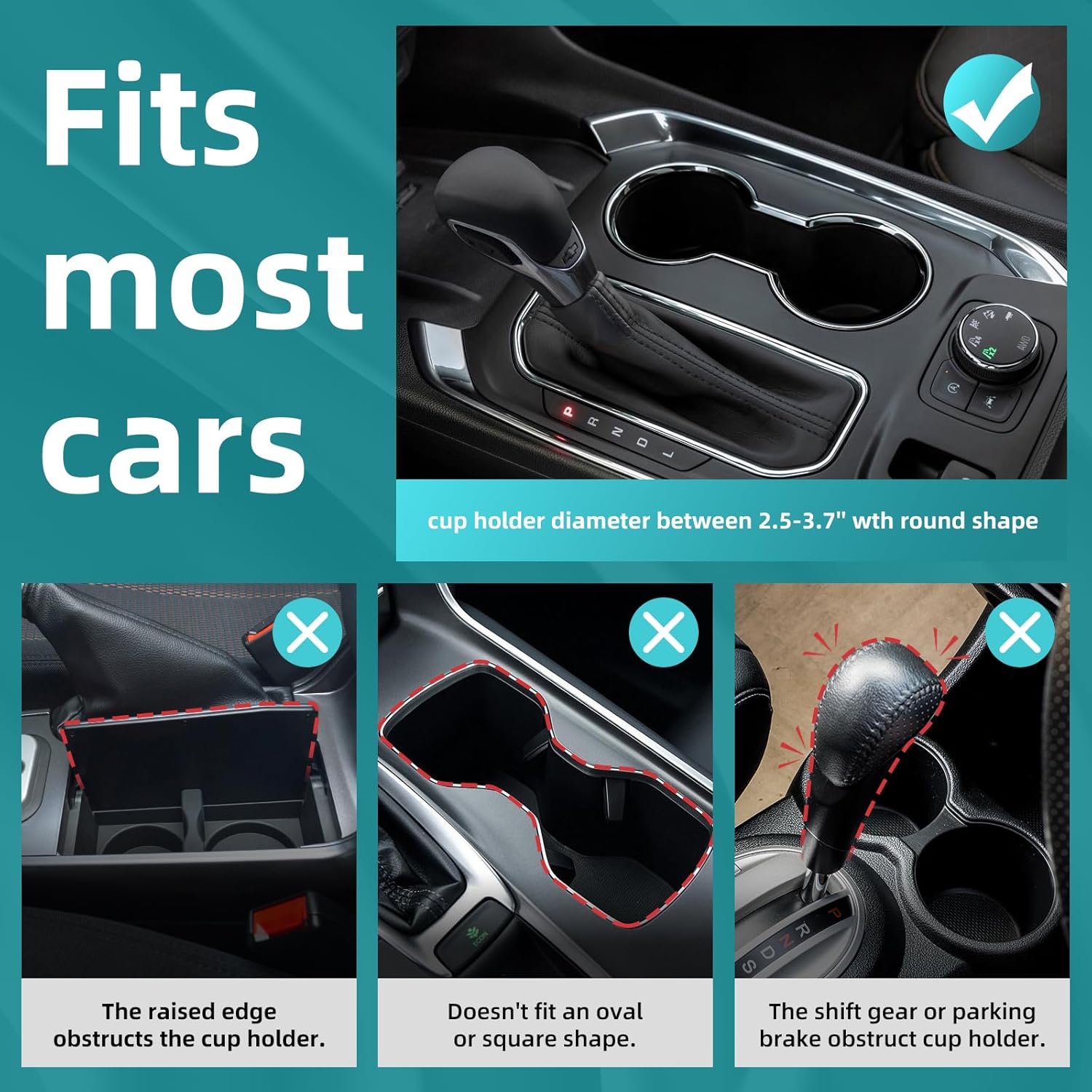 Detalle de TYKOR Car Cup Holder Expander Adapter with Offset Insert