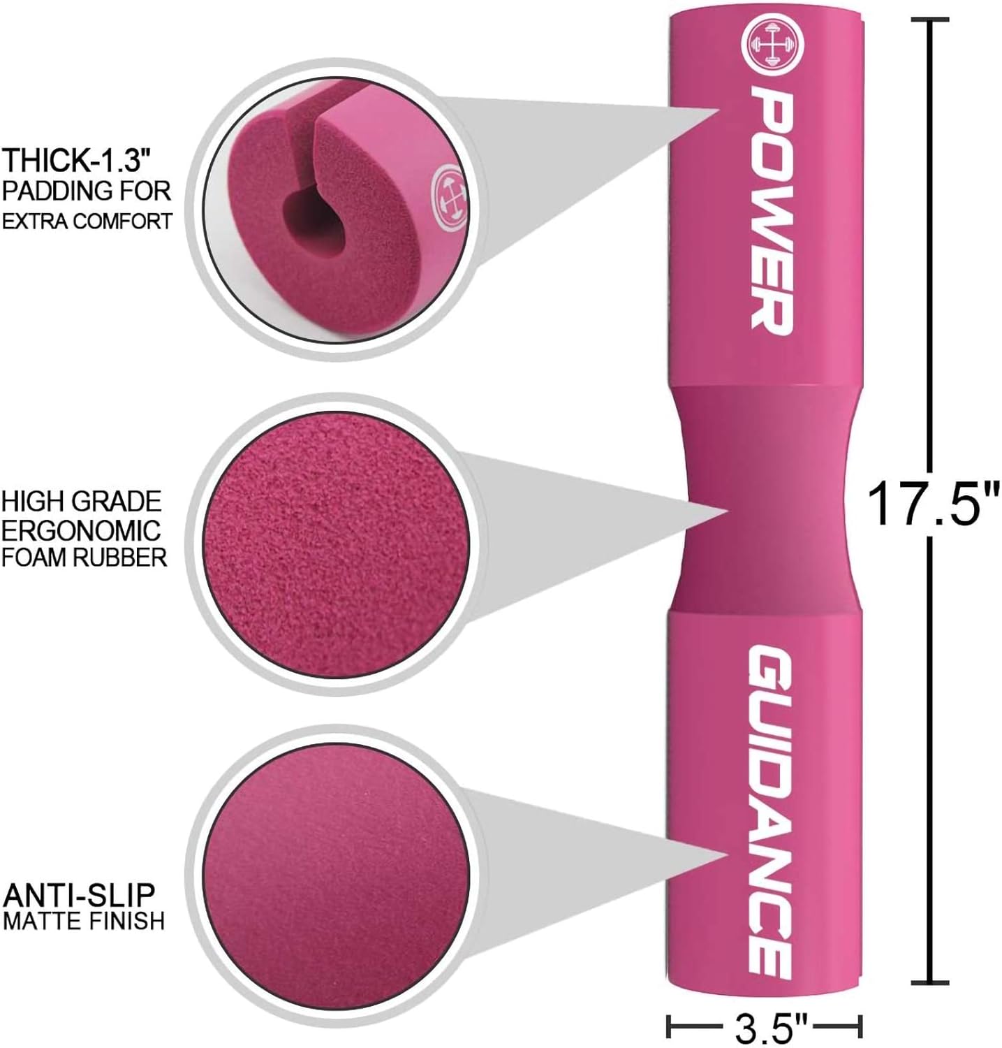 Detalle de POWER GUIDANCE Langhantel Polster für Kniebeugen & Hip Thrusts – Barbell Squat Pad für 50-mm Olympic Bars, viele Farben