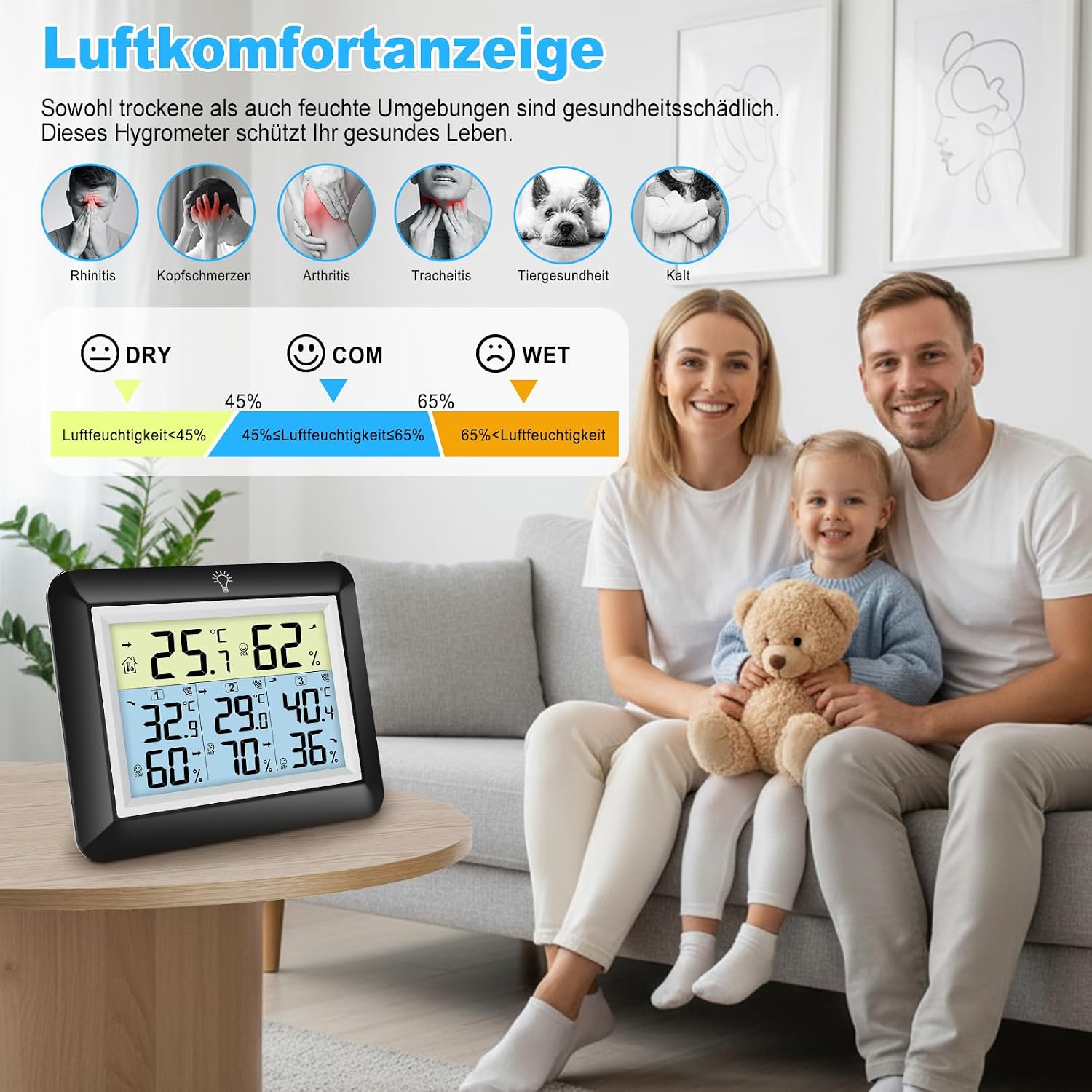 Thumbnail 4 de Urageuxy Funk-Thermometer mit 3 Sensoren 🌡