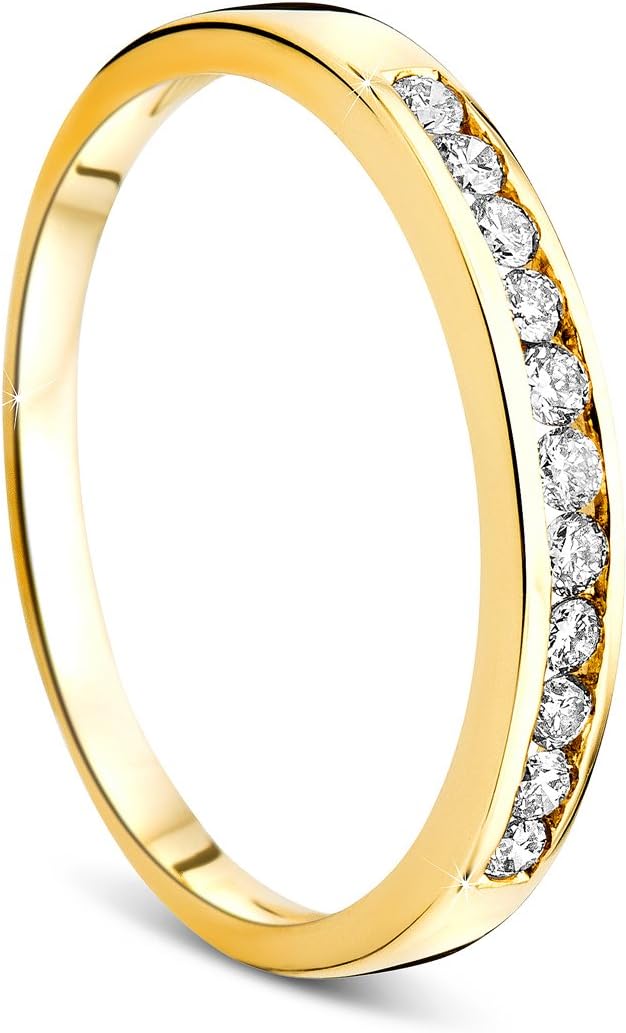 Detalle de Orovi Bague de mariage en or jaune 14ct (585) brillant 0,20 ct — diamant