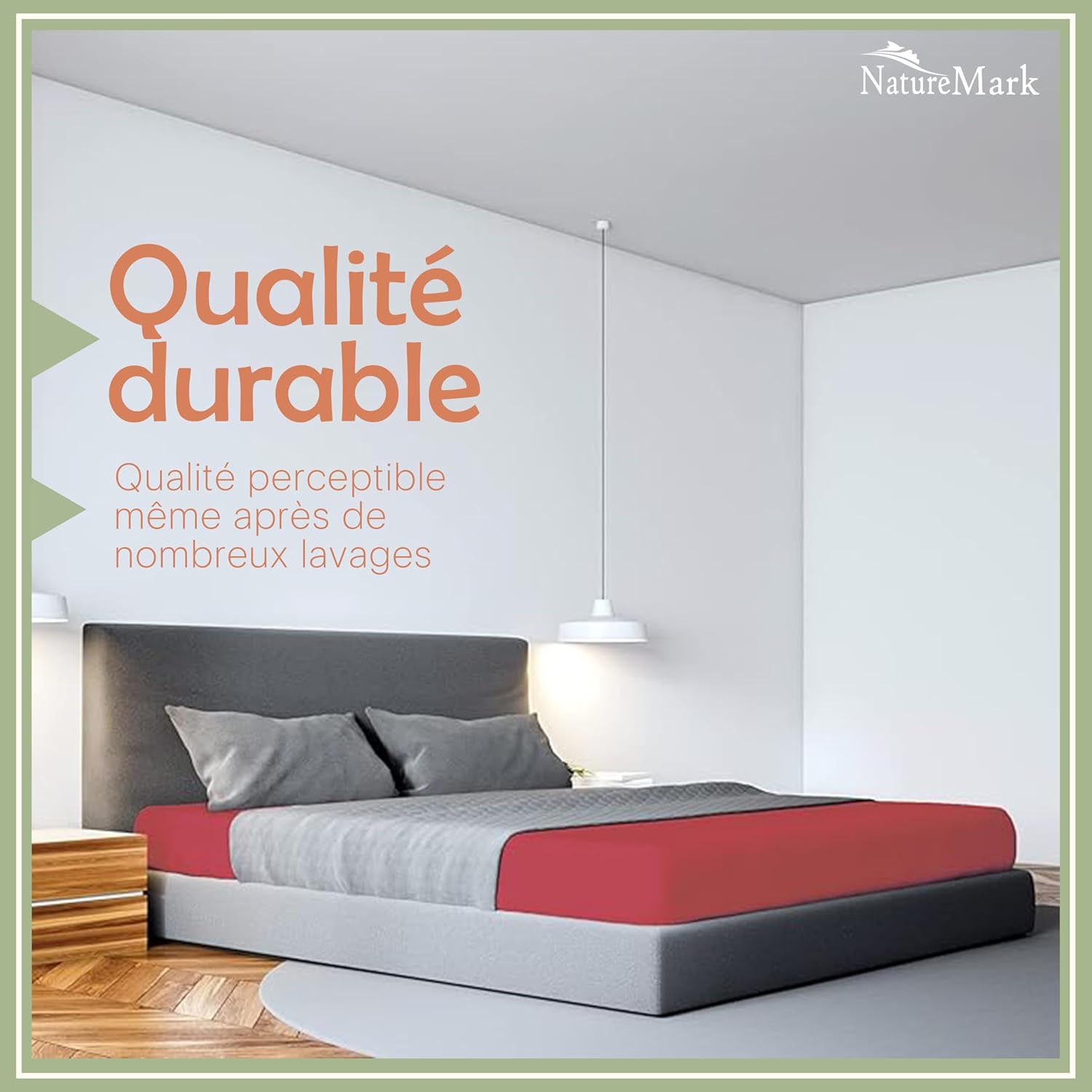 Thumbnail 3 de NatureMark Drap-Housse en Microfibre Brossée – 180x200 cm, Rouge Bordeaux