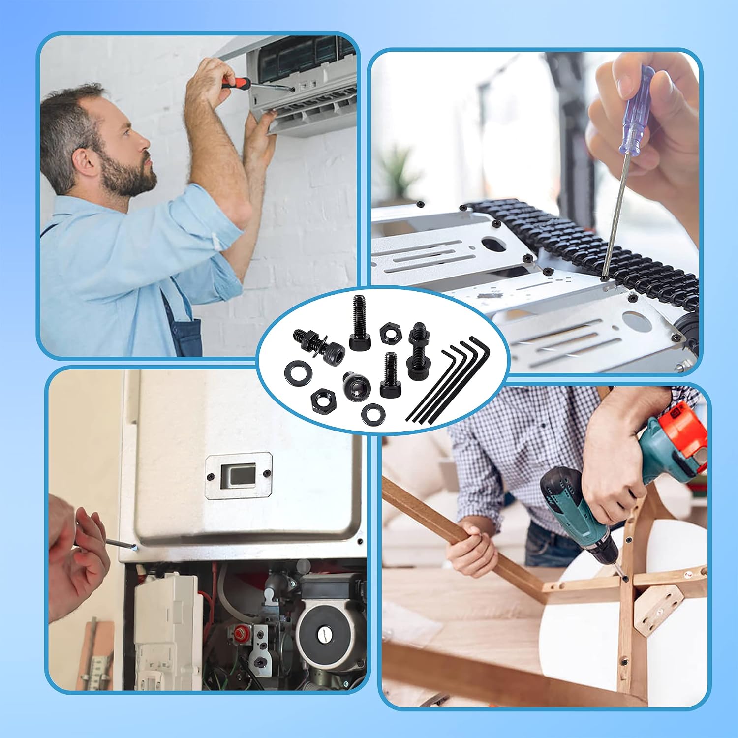 Thumbnail 5 de Newlng M2 M3 M4 M5 Nero Kit Bulloni e Dadi con Rondelle Nero – 940 Pezzi in Acciaio al Carbonio