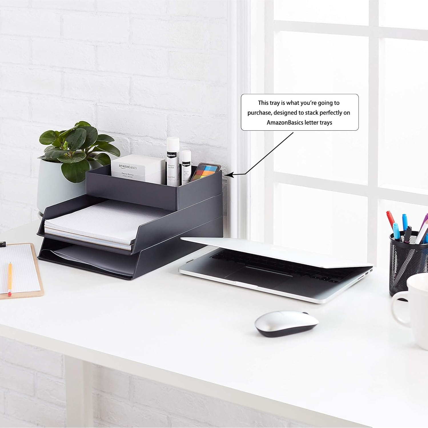 Thumbnail 1 de Amazon Basics Rectangular Plastic Desk Organizer with Storage Trays
