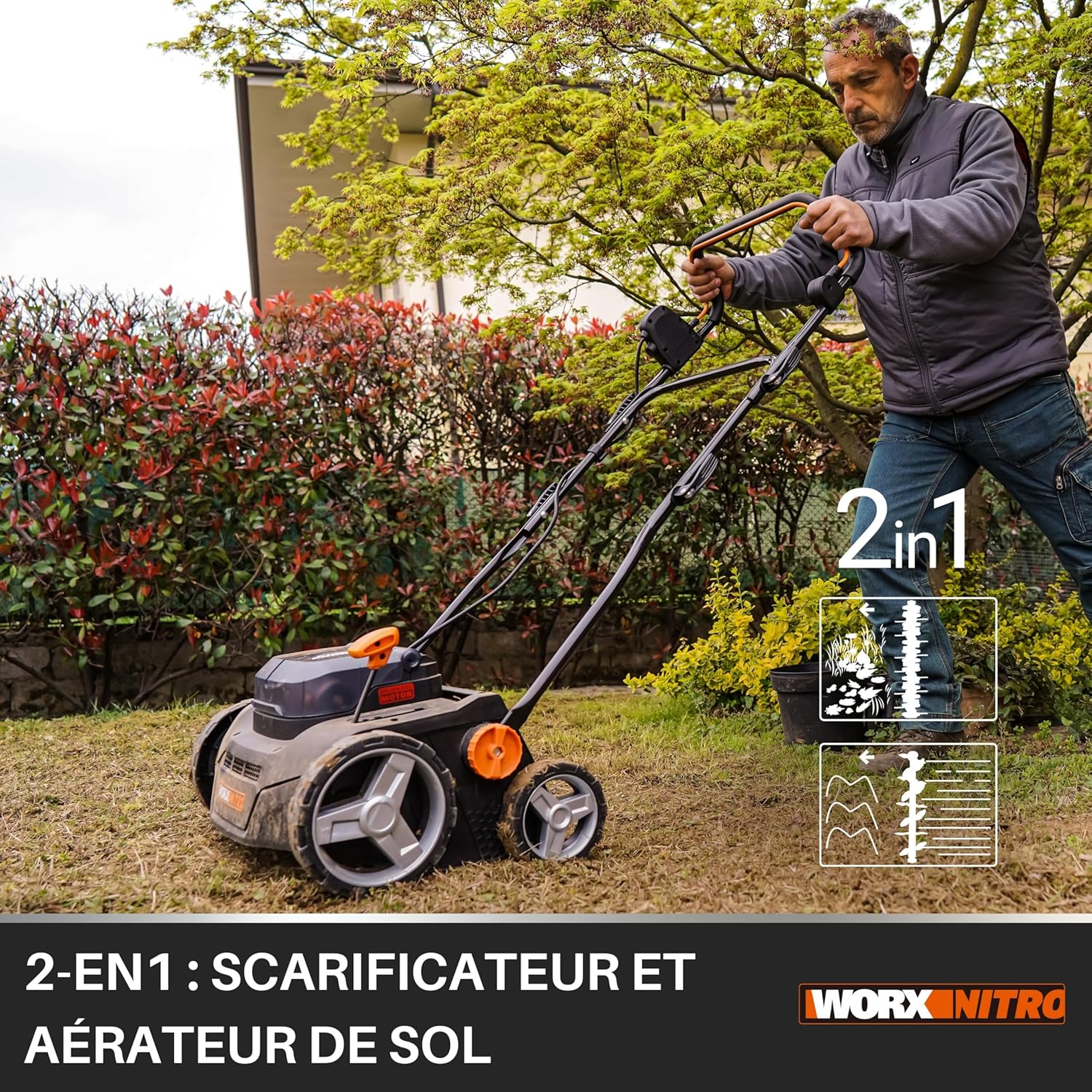 Detalle 2 de WORX WG855E.9 scarificateur et aérateur 36 cm