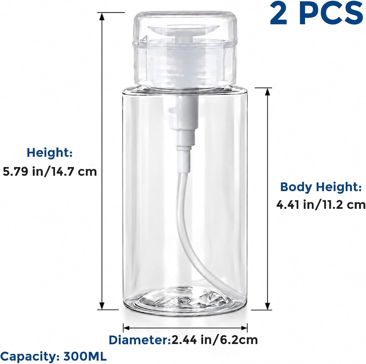Detalle de Orrdiffi 300ml Nail Polish Remover Pump Dispenser (2 Pack) – Clear, Reusable