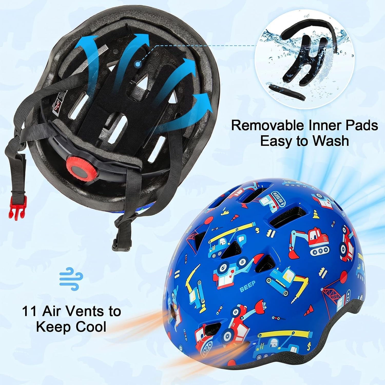 Thumbnail 3 de Toddler Helmet with Knee and Elbow Pads Set for 1–3 Years – Adjustable Baby Bike Helmet with Protective Gear