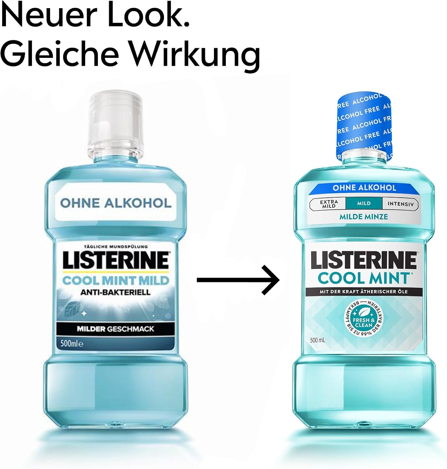 Detalle 2 de LISTERINE Cool Mint Mild 6 x 500 ml antibakterielle alkoholfreie Mundspülung