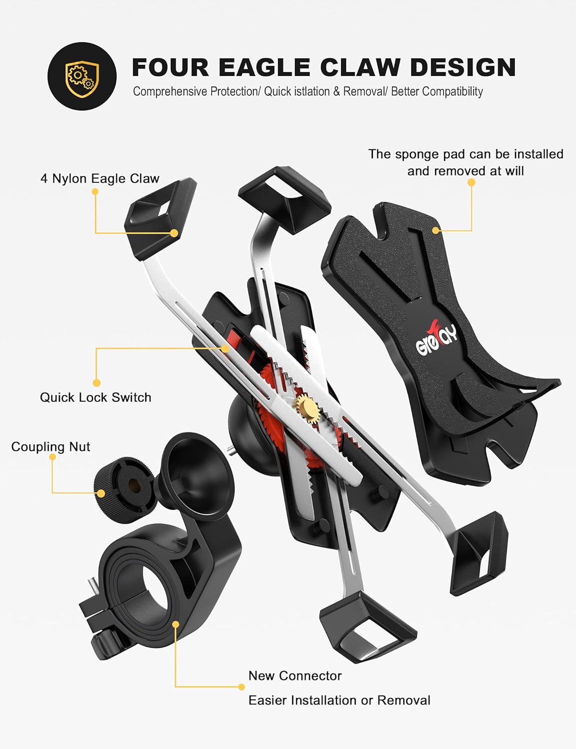Thumbnail 4 de Grefay Fahrrad Handyhalterung aus Edelstahl mit 360°-Drehung für Smartphones 4,5–6,8 Zoll