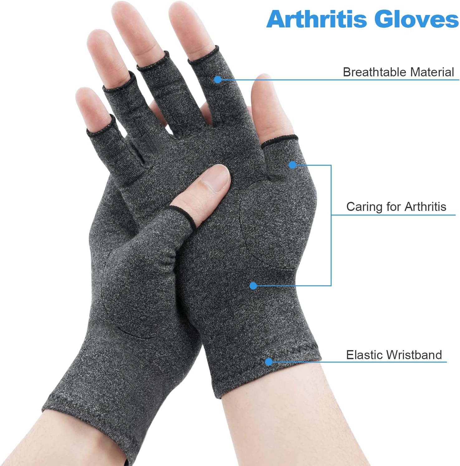 Thumbnail 2 de ACWOO Guantes de Artritis sin dedos L