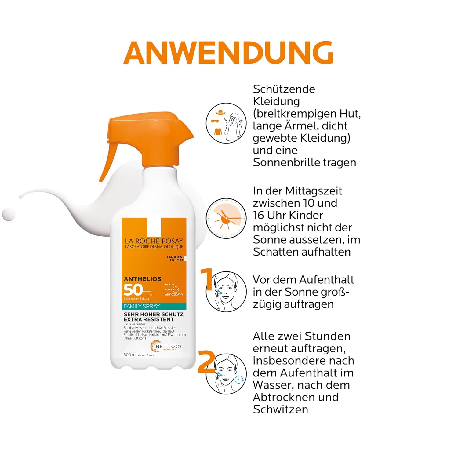 Detalle de La Roche-Posay Anthelios Invisible Family Spray LSF 50+ – unsichtbarer, wasserfester Sonnenschutz für die ganze Familie