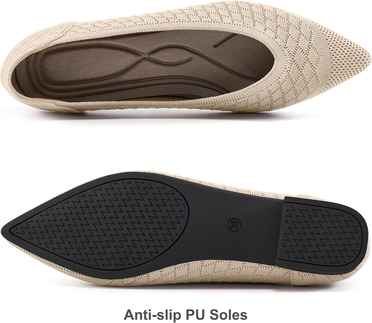 Thumbnail 5 de Aomigoct Dressy Comfortable Womens Flats: All-Day Office Knit Comfort Meets Professional Style