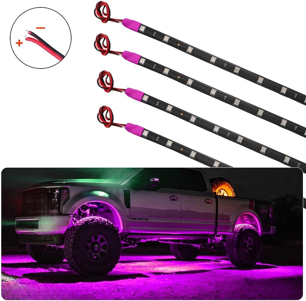 Thumbnail 3 de Keiurot 6 x 12V LED Strip Lights (Pink) for Car/Motorcycle Interior, 30cm Waterproof IP67, 5050 12SMD