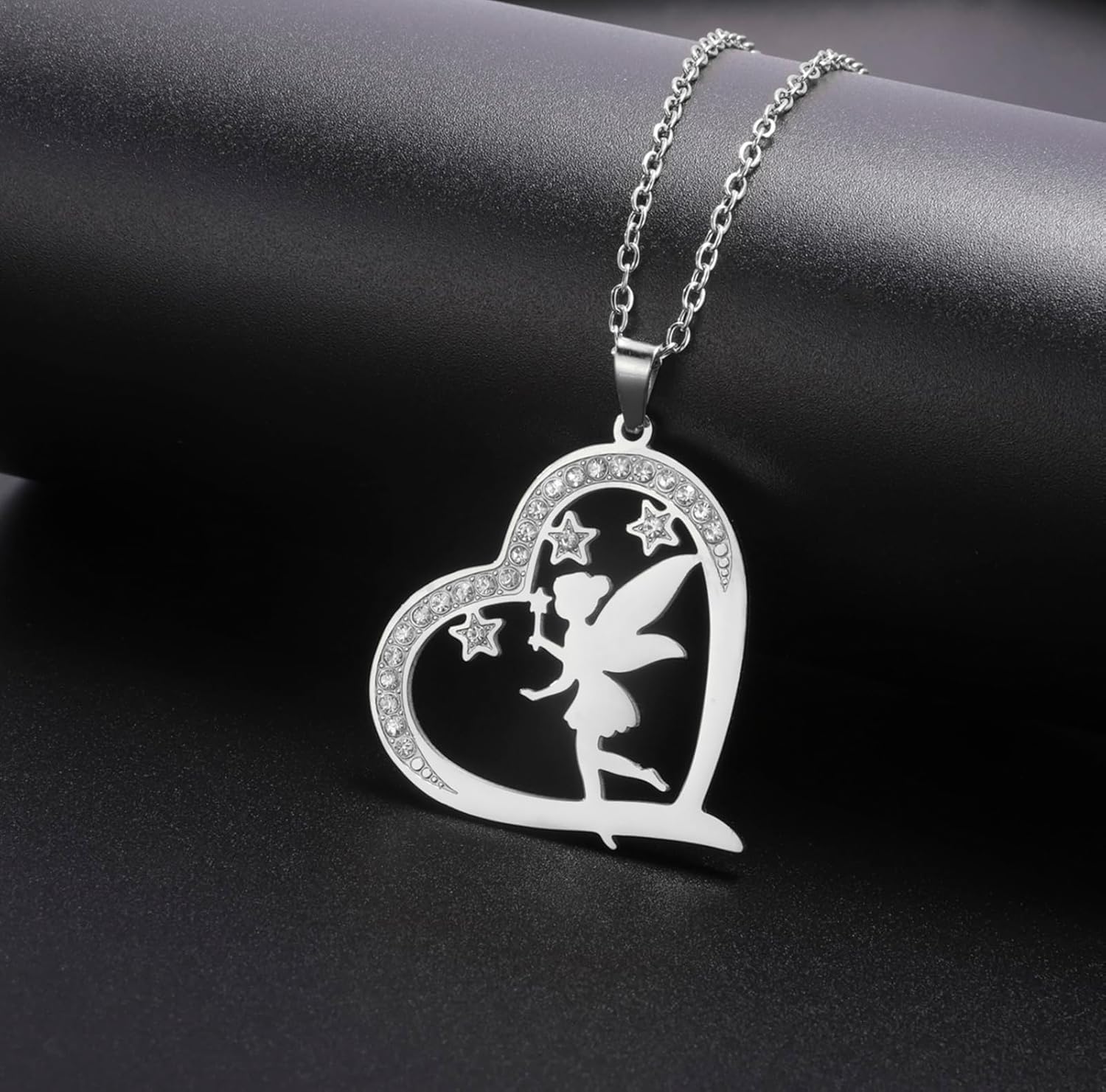 Detalle de EUEAVAN Prinzessin Wendy Halskette – Pixie-Anhänger mit Zirkonia, Edelstahl