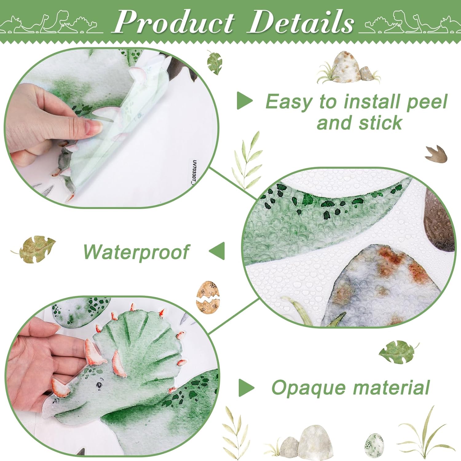 Thumbnail 2 de Watercolor Dinosaur Wall Stickers (Large) – Peel and Stick Dino Vinyl Cling Wall Decal for Nursery & Kids Rooms