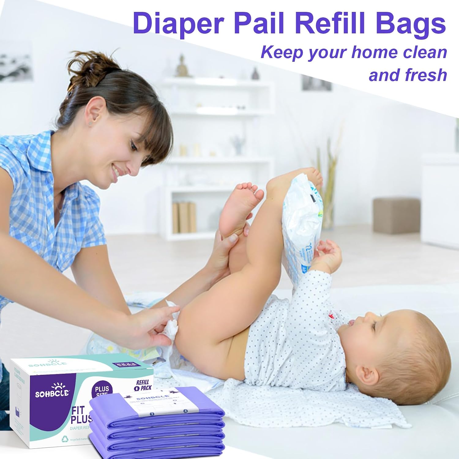Thumbnail 4 de SOHBCLE Diaper Pail Refill Bags, 8-Pack for Dekor Plus, Lavender Scent