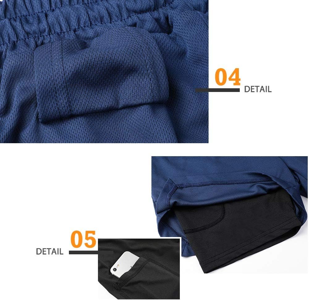 Detalle de Superora Herren Laufshorts 2-in-1 mit Taschen – Sporthose für Training & Fitness