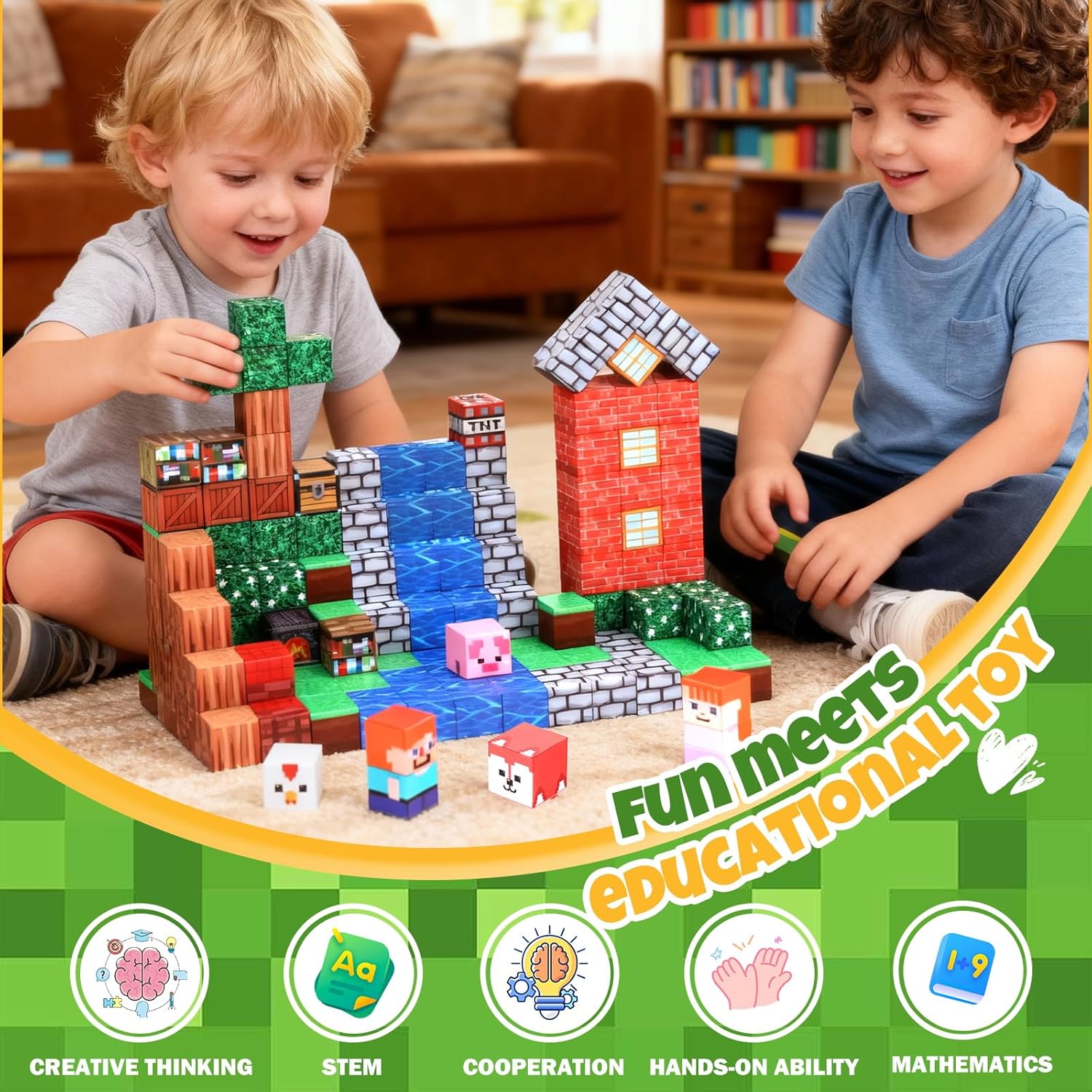 Detalle de GigglePlay Magnetic Blocks: Animal Farm 150-Piece Set