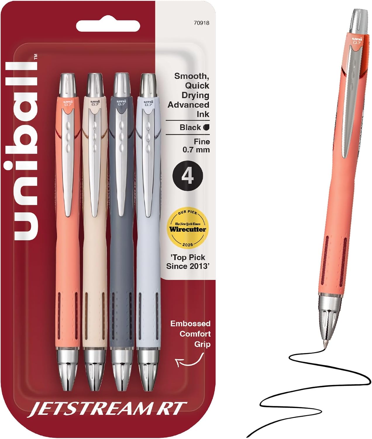 uni-ball Jetstream RT 0.7mm black fine pens Pack of 4 🖊