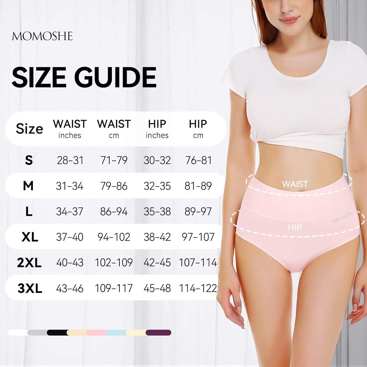 Detalle de Momoshe Damen-Unterhosen im 5er-Pack aus Baumwolle mit hoher Taille (Stretch)
