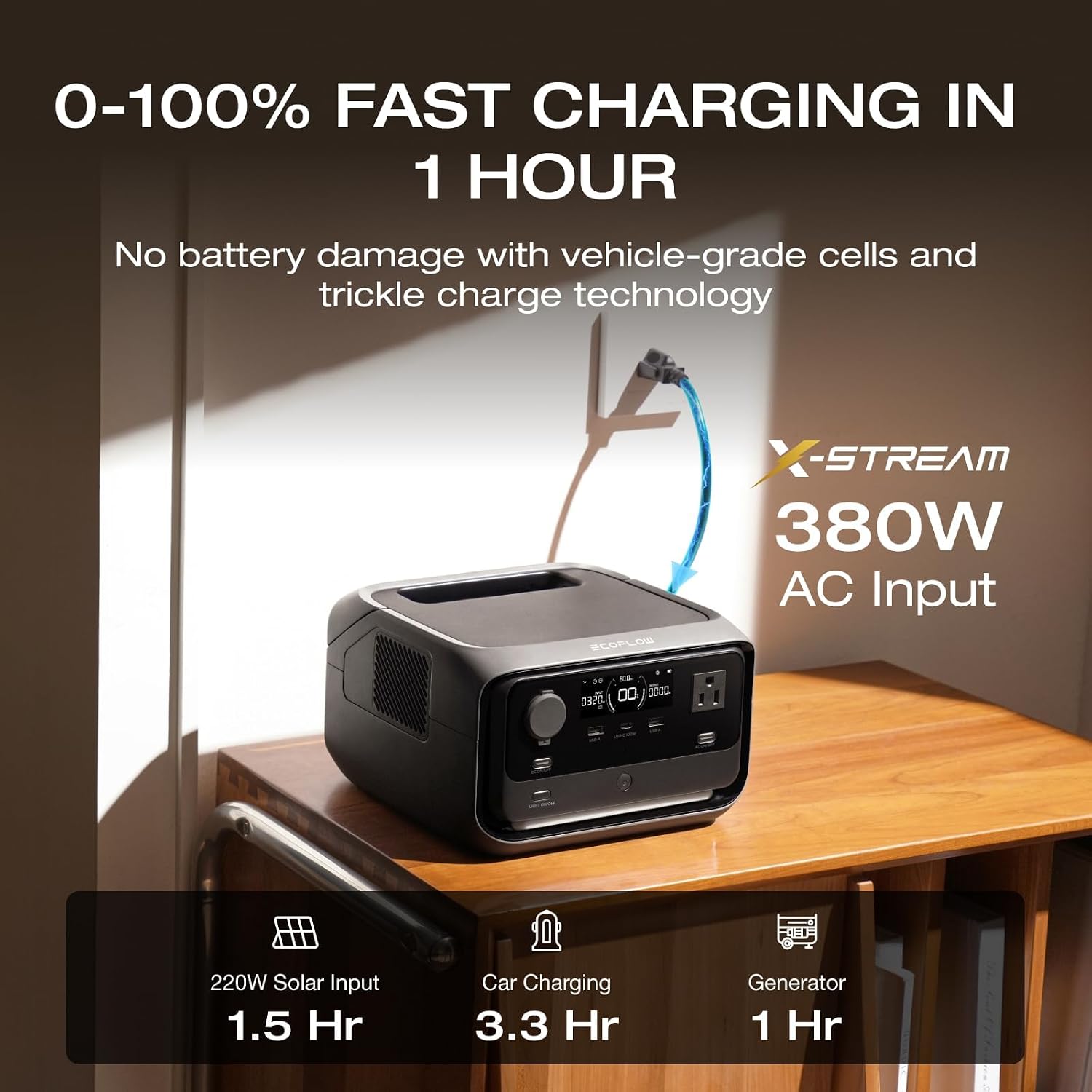 Detalle 2 de EF ECOFLOW RIVER 3 Max Portable Power Station, 572Wh LFP Battery, UPS