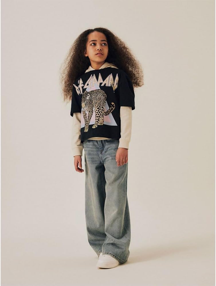 Detalle de NAME IT Nkfbella Skater Xwide Jeans 3111-za Noos – Jean coupe large, chic et confortable