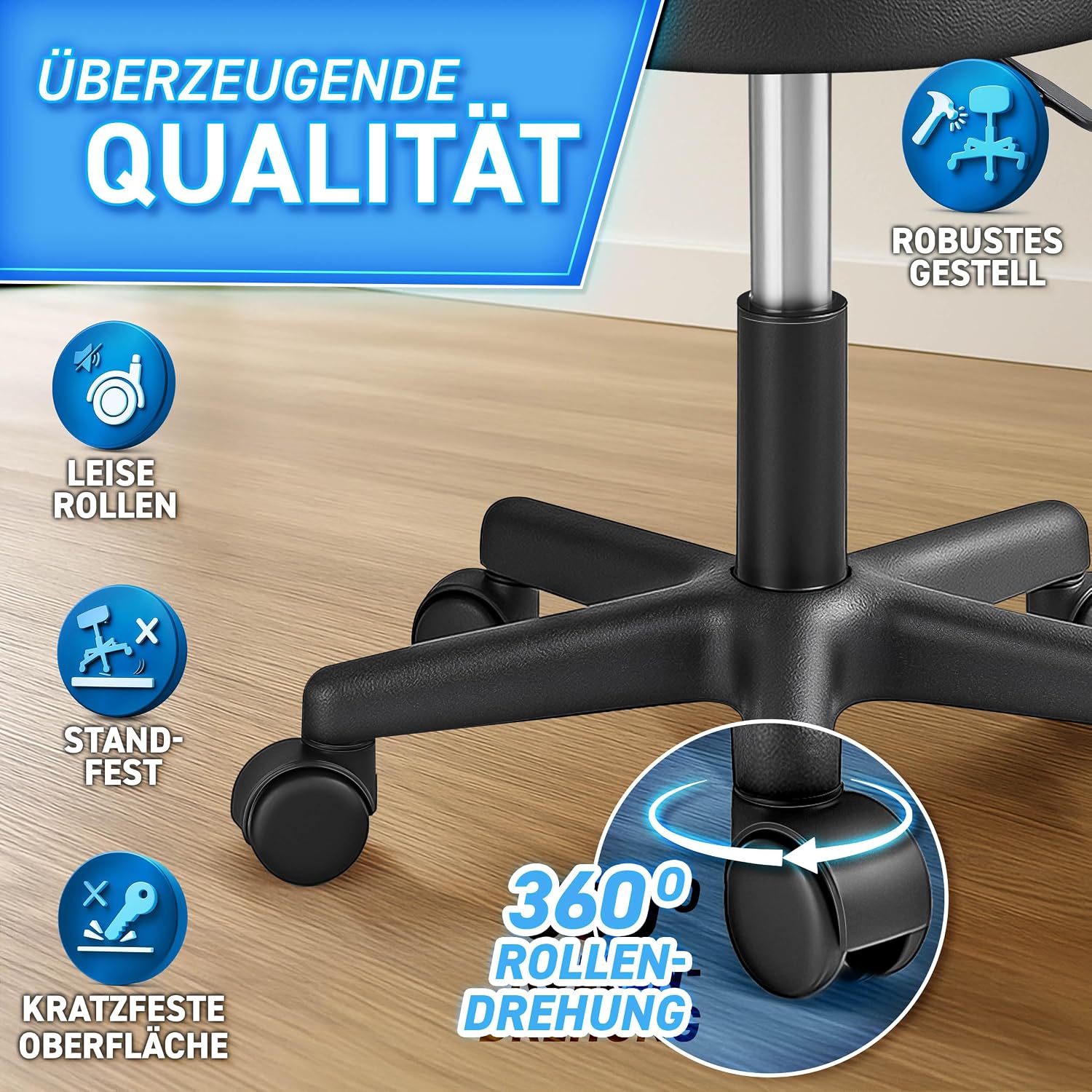 Detalle 2 de TRESKO Rollhocker höhenverstellbar 47-60 cm