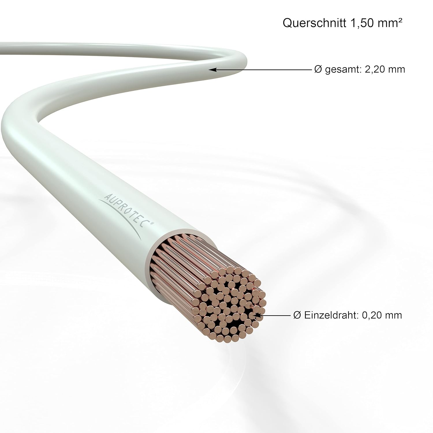 Detalle de AUPROTEC Câble unipolaire FLRY-B 1,5 mm² en anneau (10 m) blanc