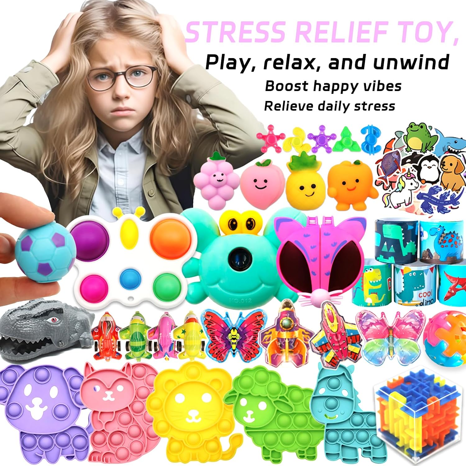 Detalle 2 de Wuridiwa toys 1,000-Piece Kids’ Party Favor Set with Fidget Toys
