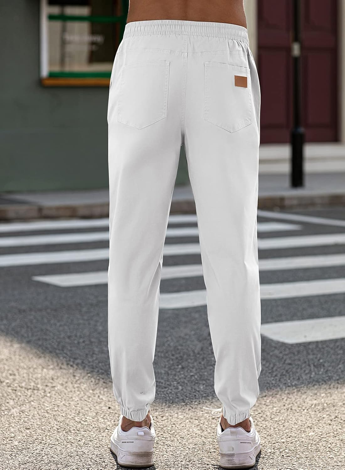 Detalle de JMIERR Hose Herren Chino Cargo – Baumwoll-Jogginghose mit elastischem Bund und Kordelzug