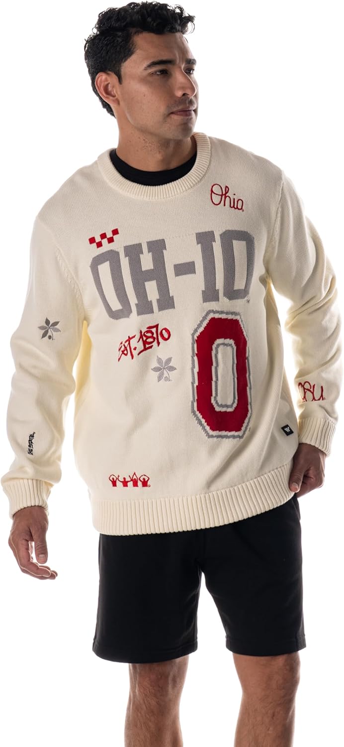 Detalle de The Wild Collective Unisex Ohio State All Over Jacquard Sweater