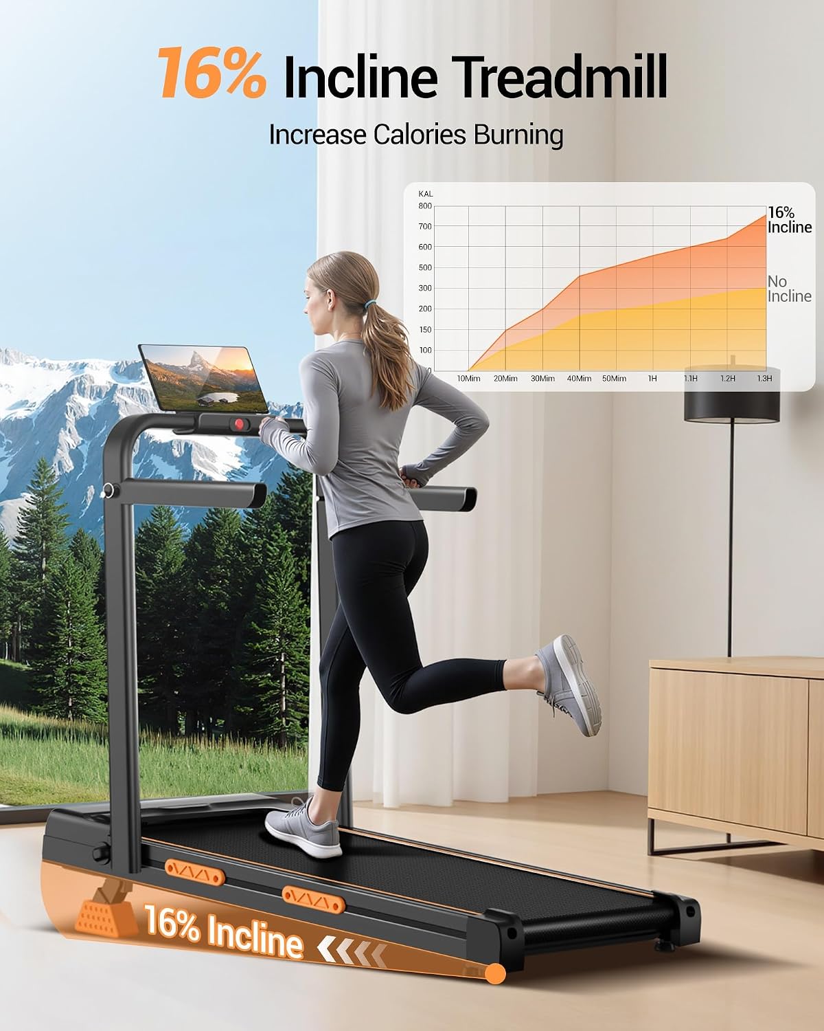 Thumbnail 1 de LONTEK X6F Folding Treadmill with 16% Incline and 3.0 HP Motor