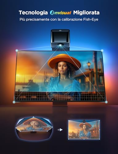 Detalle de Govee LED TV Retroilluminazione 3 Lite: luce RGBICW, correzione fish-eye e controllo vocale per TV 55–65 pollici