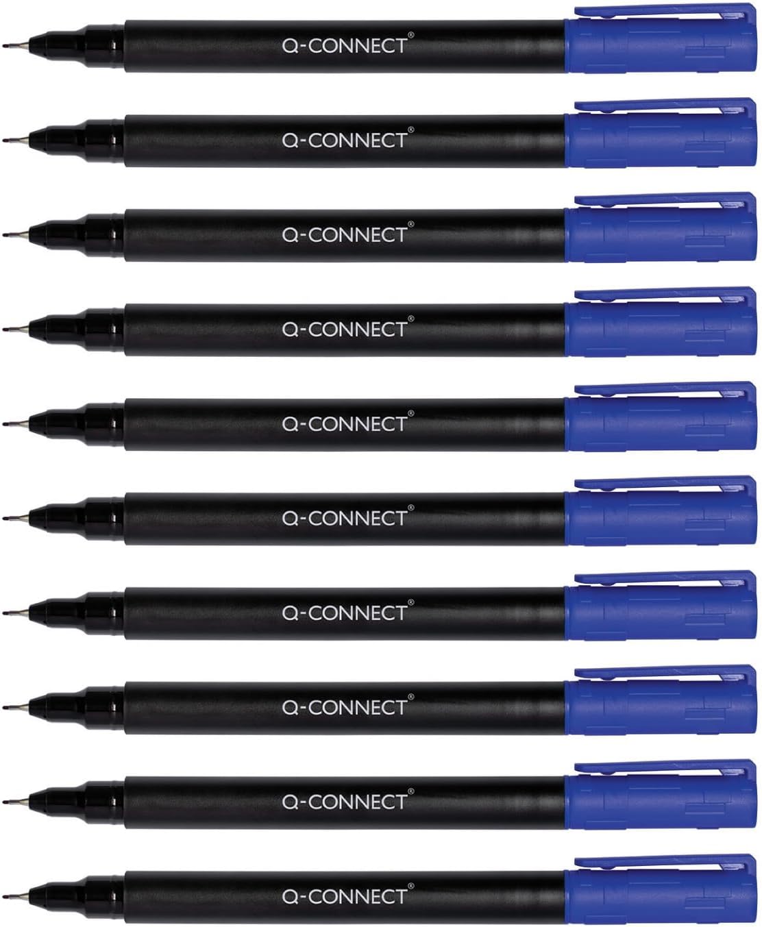 Detalle de Q-Connect KF13318 CD/DVD/BD-märkpenna, blå, 0,4 mm, 10-pack
