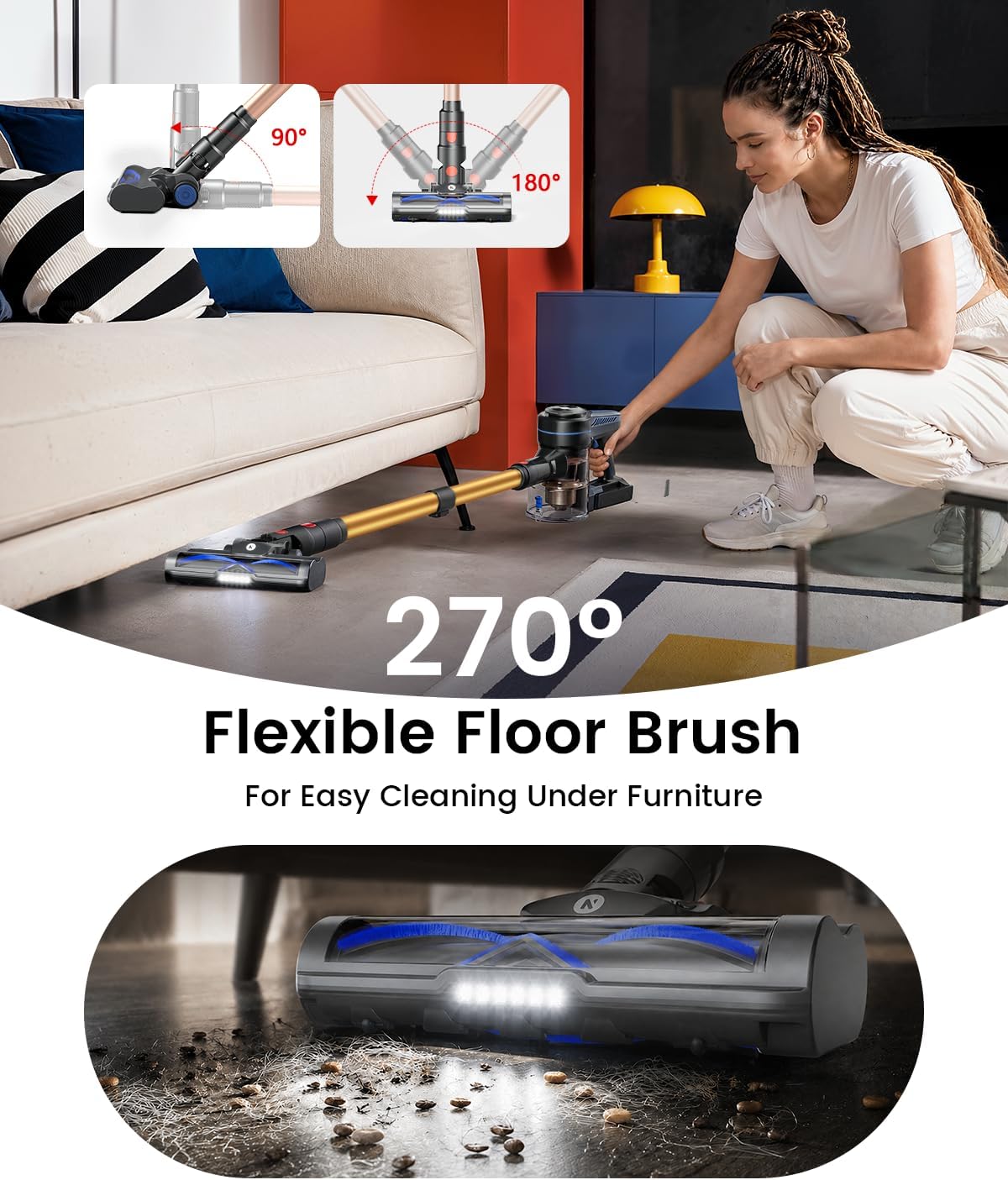 Thumbnail 6 de NADALY Cordless Vacuum Cleaner: 580W, 65-Minute Run Time, Self-Standing Stick Design