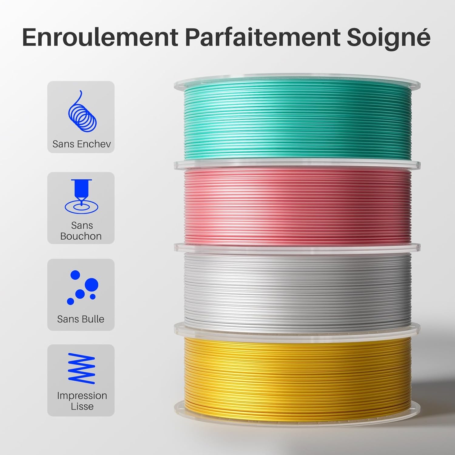 Thumbnail 2 de ELEGOO Pack de 4 bobines de filament PLA soie 250 g (1,75 mm) – 4 couleurs multicolores