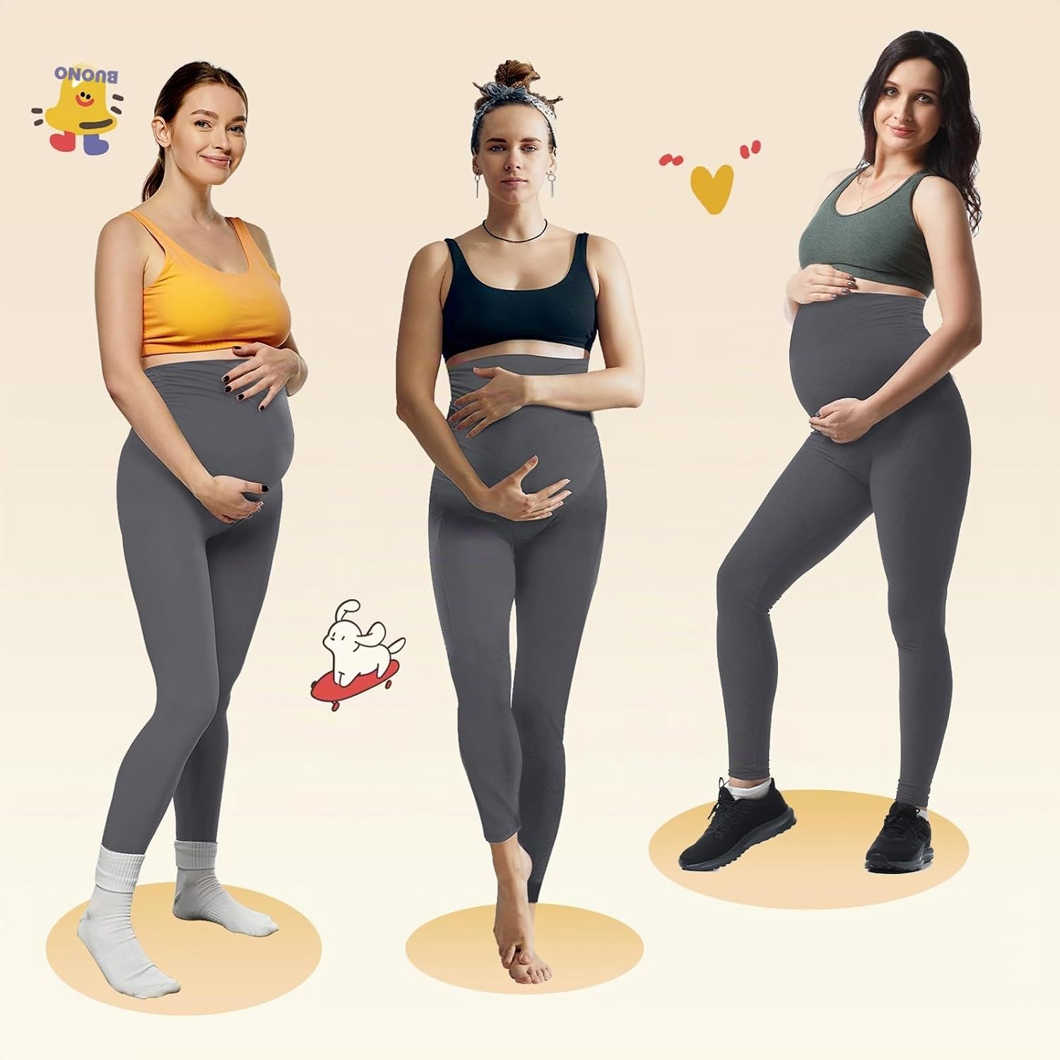 Detalle de Leggings Premaman Ymmott da Donna a Vita Alta con Tasche in pile – Comforto e praticità per la gravidanza