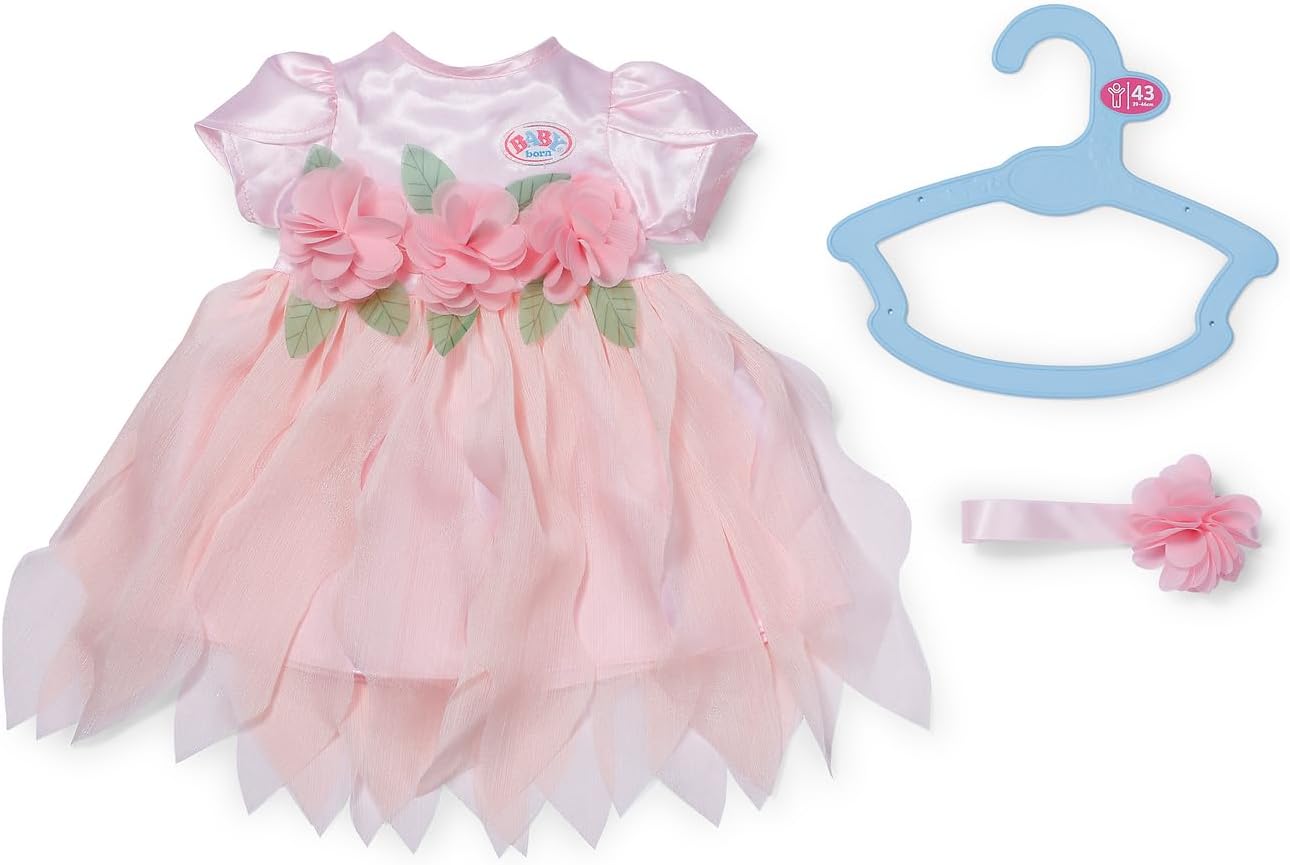 Detalle de BABY born Flower Fairy Outfit for 43 cm Dolls, Pink Dress and Headband
