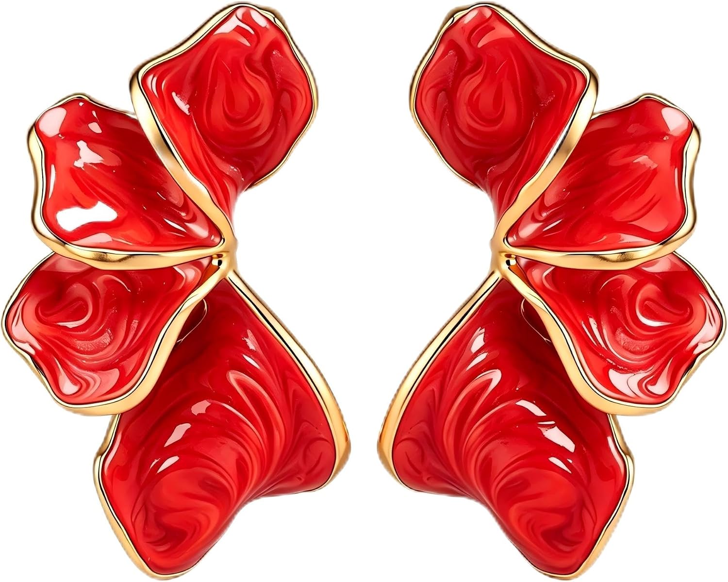 Thumbnail 6 de Gold-Plated Flower Earrings, Large Floral Design