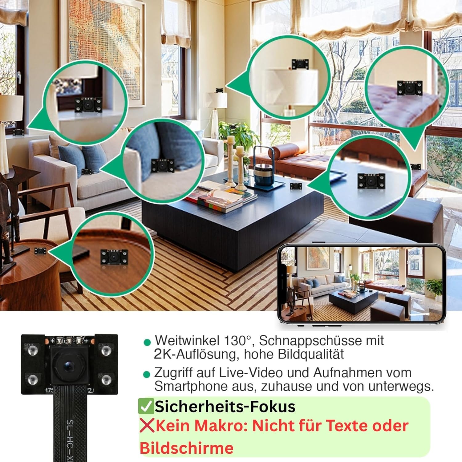 Detalle 2 de WIWACAM MW5 2025-gen 2K Ultra HD WLAN Mini-Kamera mit Bewegungserkennung und Nachtmodus