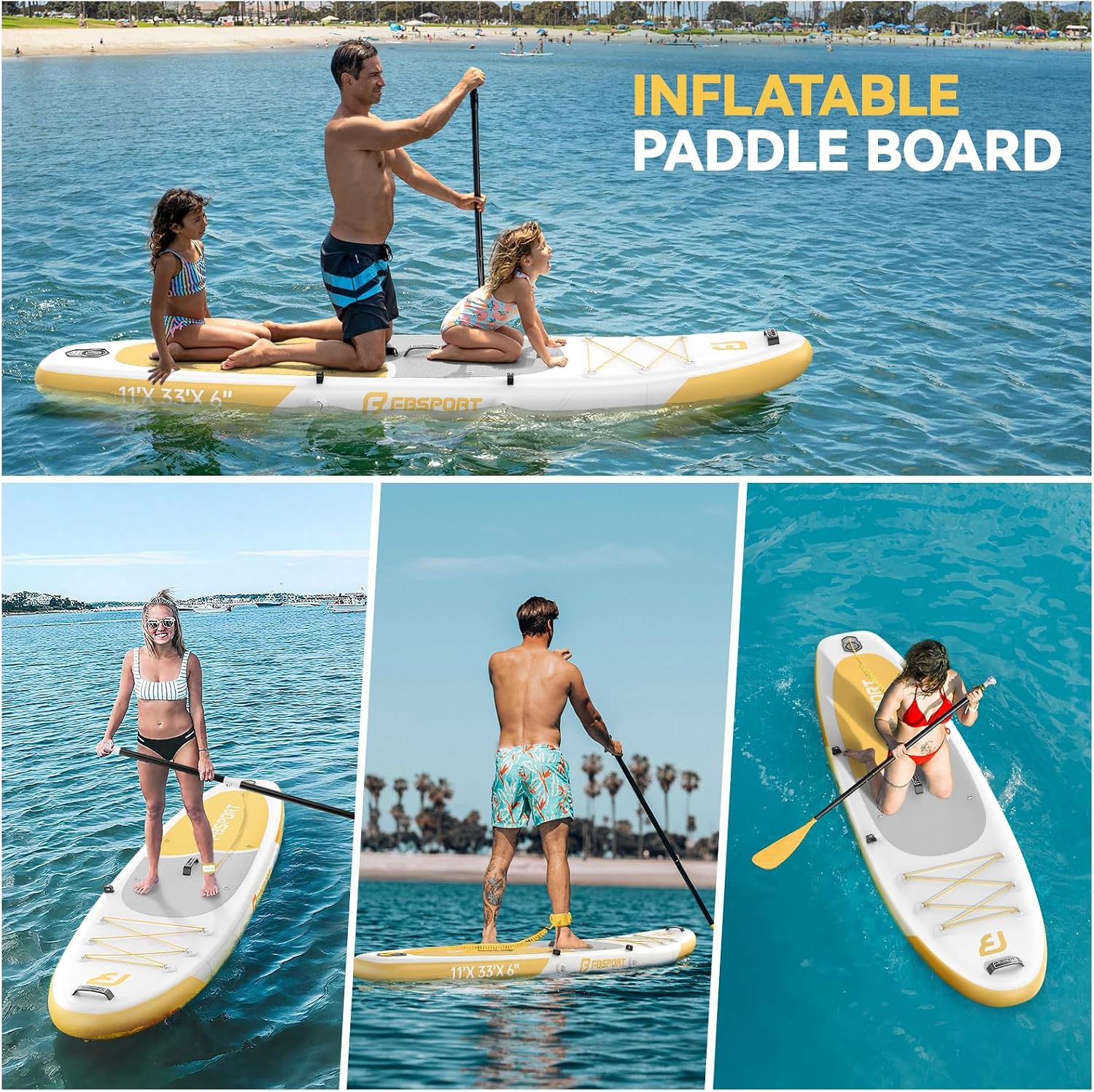 Detalle de FBSPORT Tavola SUP Gonfiabile Adulti 335 cm: extra lunga, stabile e completa per viaggi e attività acquatiche
