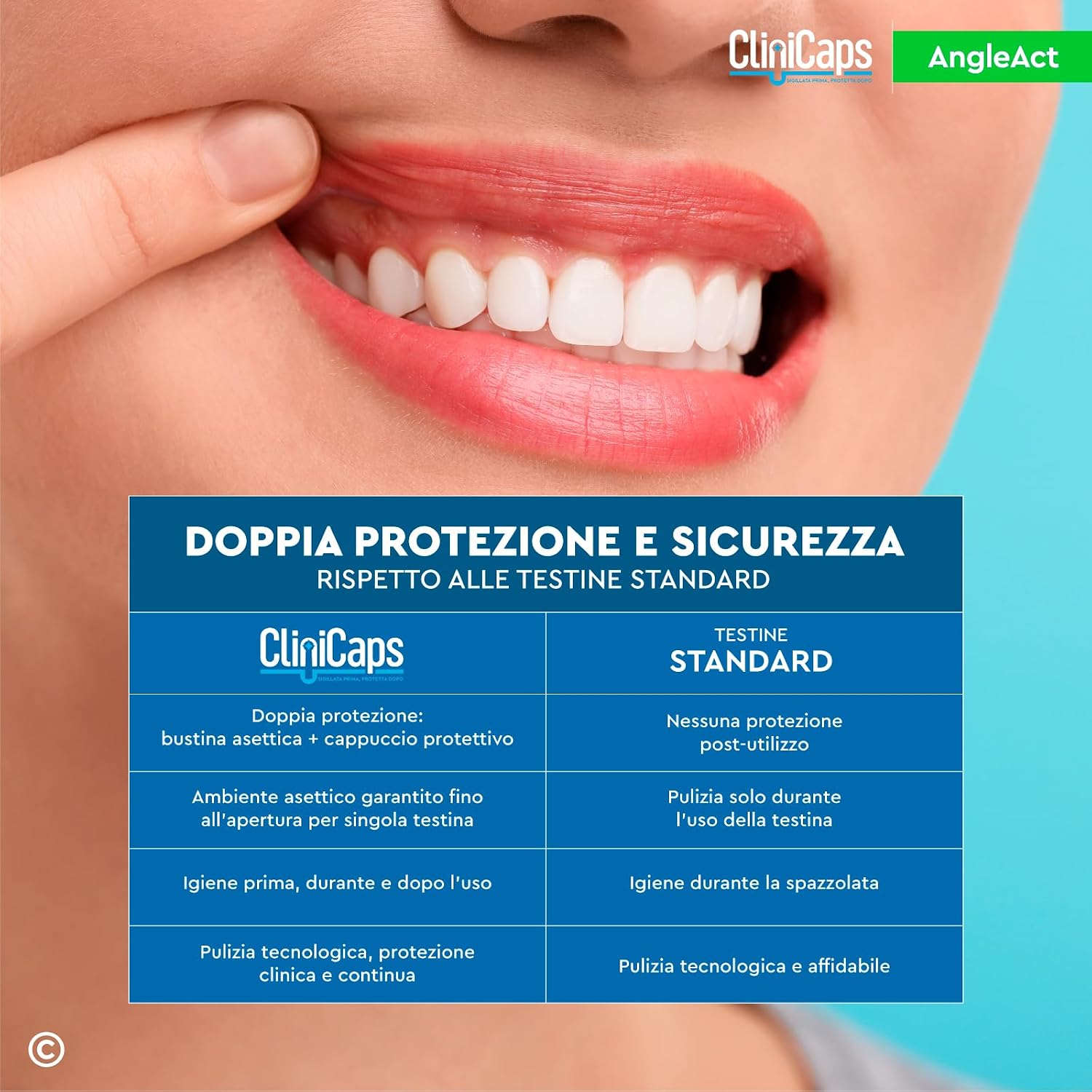 Detalle de 24 Testine Spazzolino Elettrico AngleAct Ricambio Compatibile con Oral-B: protezione, igiene e pulizia profonda
