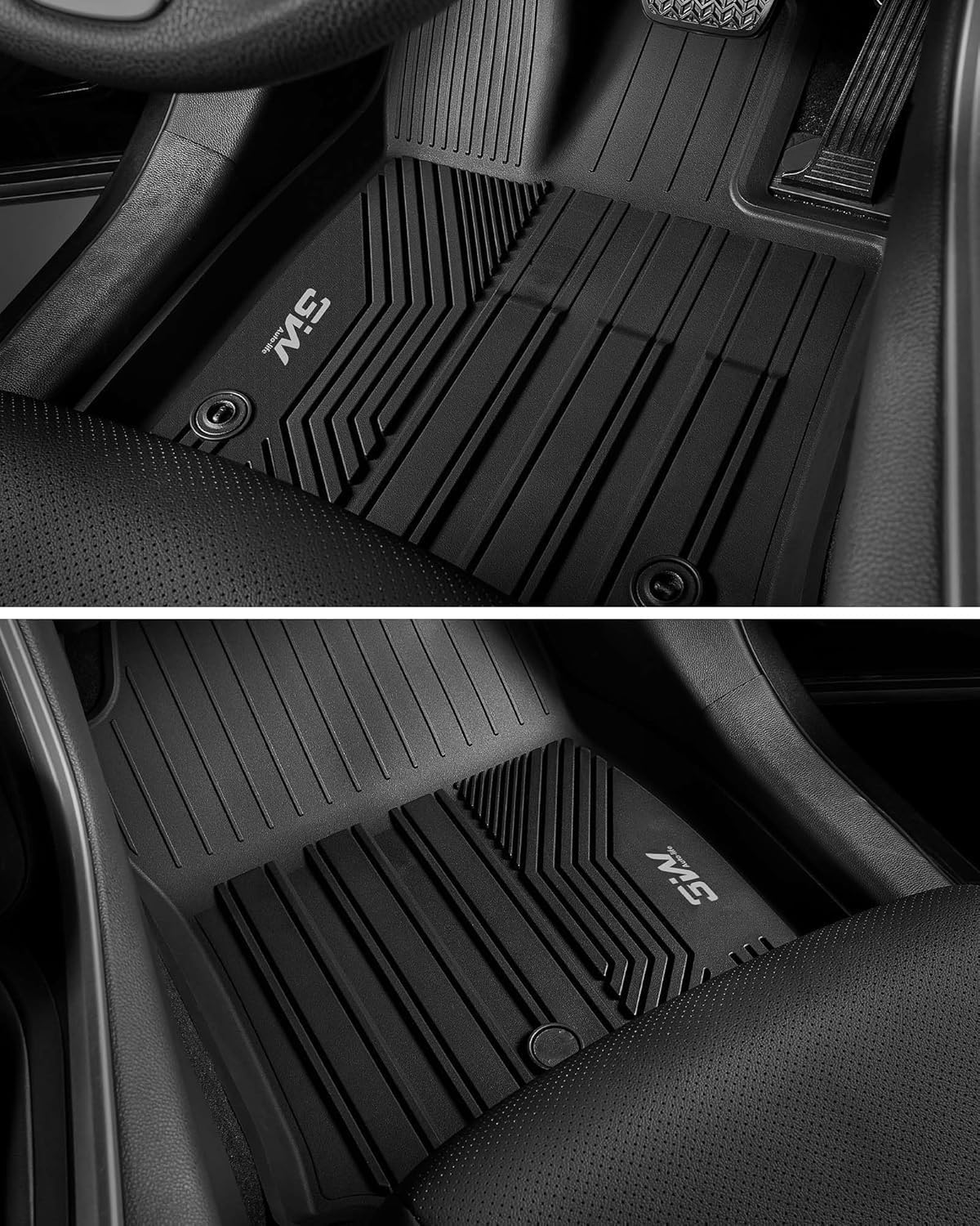 Thumbnail 3 de 3W TPE Floor Mats for Toyota Tundra 2014-2021 CrewMax Cab (Full Set, Black)