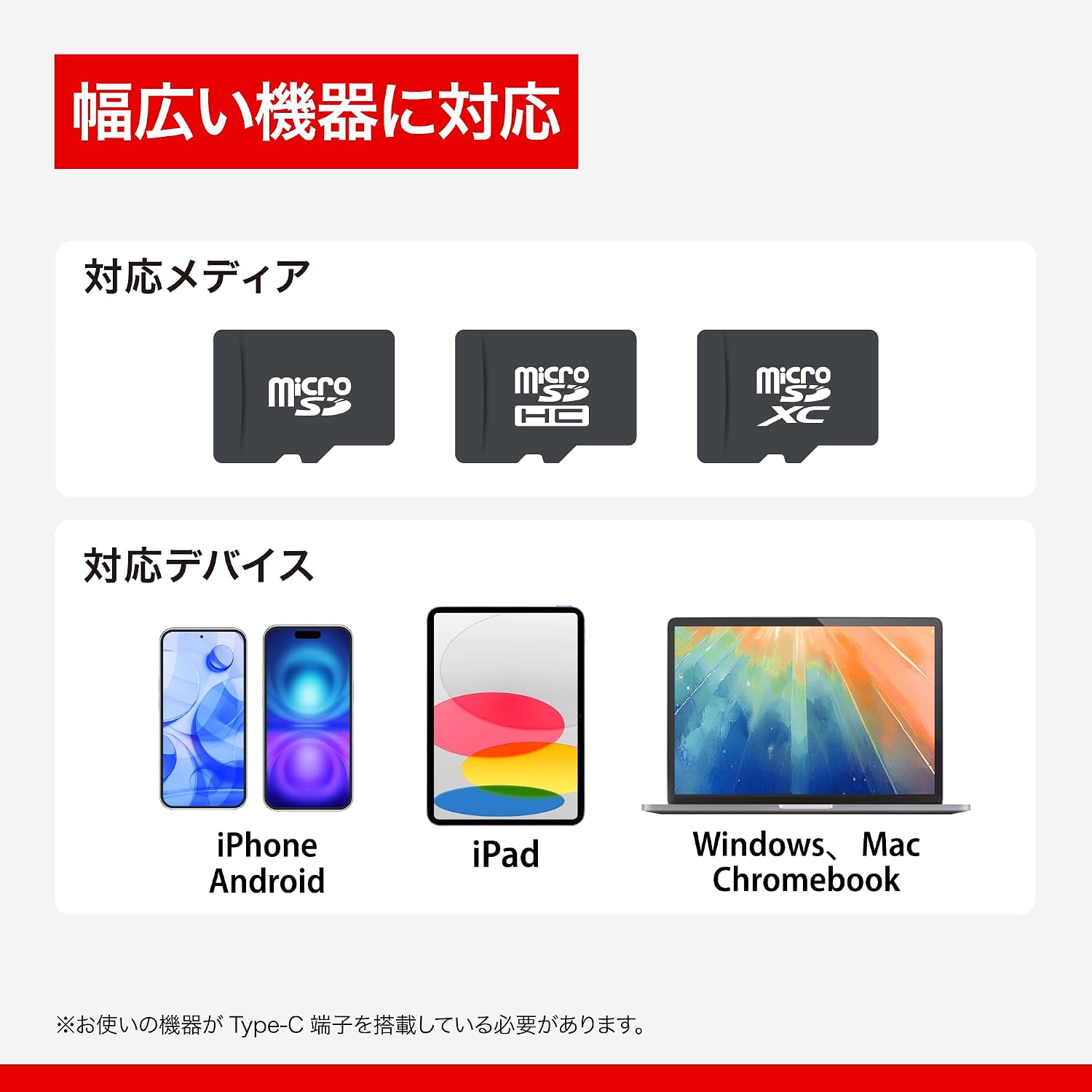 Detalle de バッファロー BSCRM105U3CWH microSD専用カードリーダー USB Type-C・回転式・USB 3.2 Gen 1対応