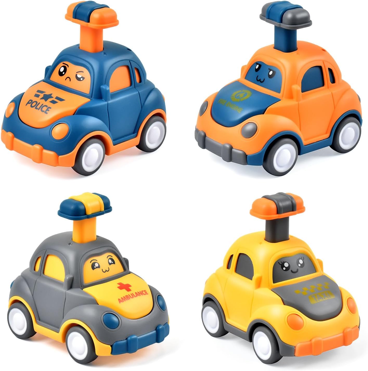 Detalle de Tuko Cartoon Car Toys 4-Pack for 3+ Years – Durable Play Vehicles Set