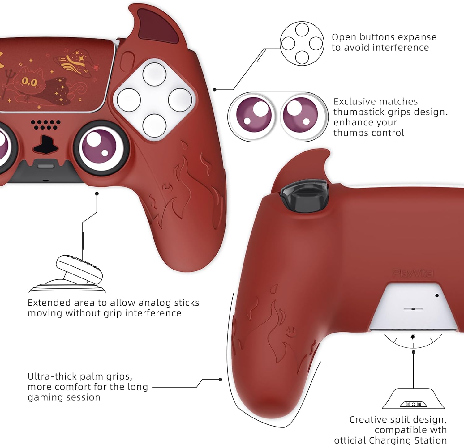 Thumbnail 4 de playvital PS5 demon controller silicone case