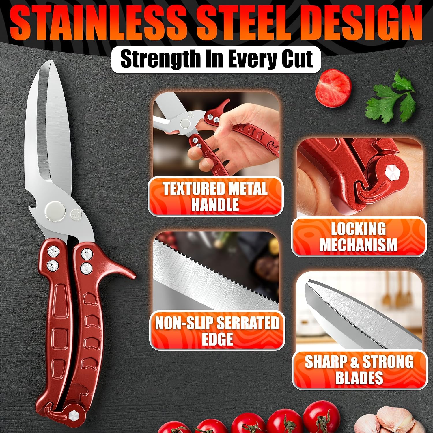 Detalle 2 de Poultry Shears with 3Cr14 Steel Blades
