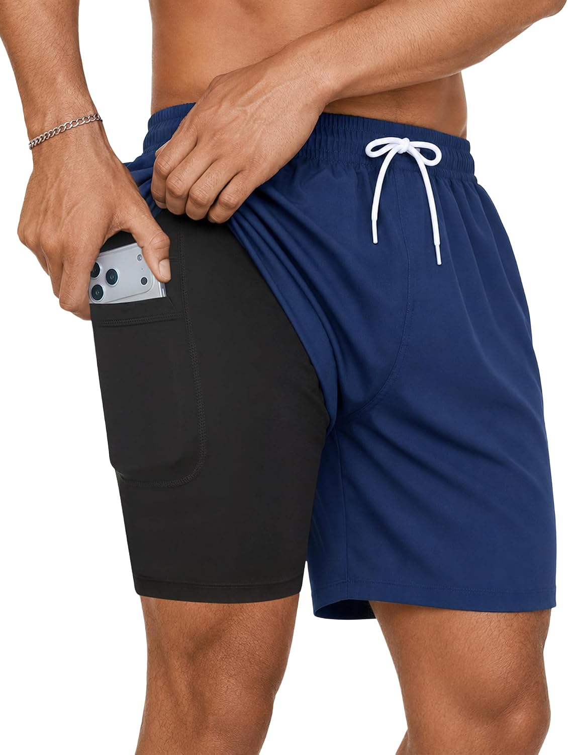 Detalle 2 de YUTYTH Mens Swim Shorts with Compression Liner – 2 in 1 Quick-Dry Board Shorts