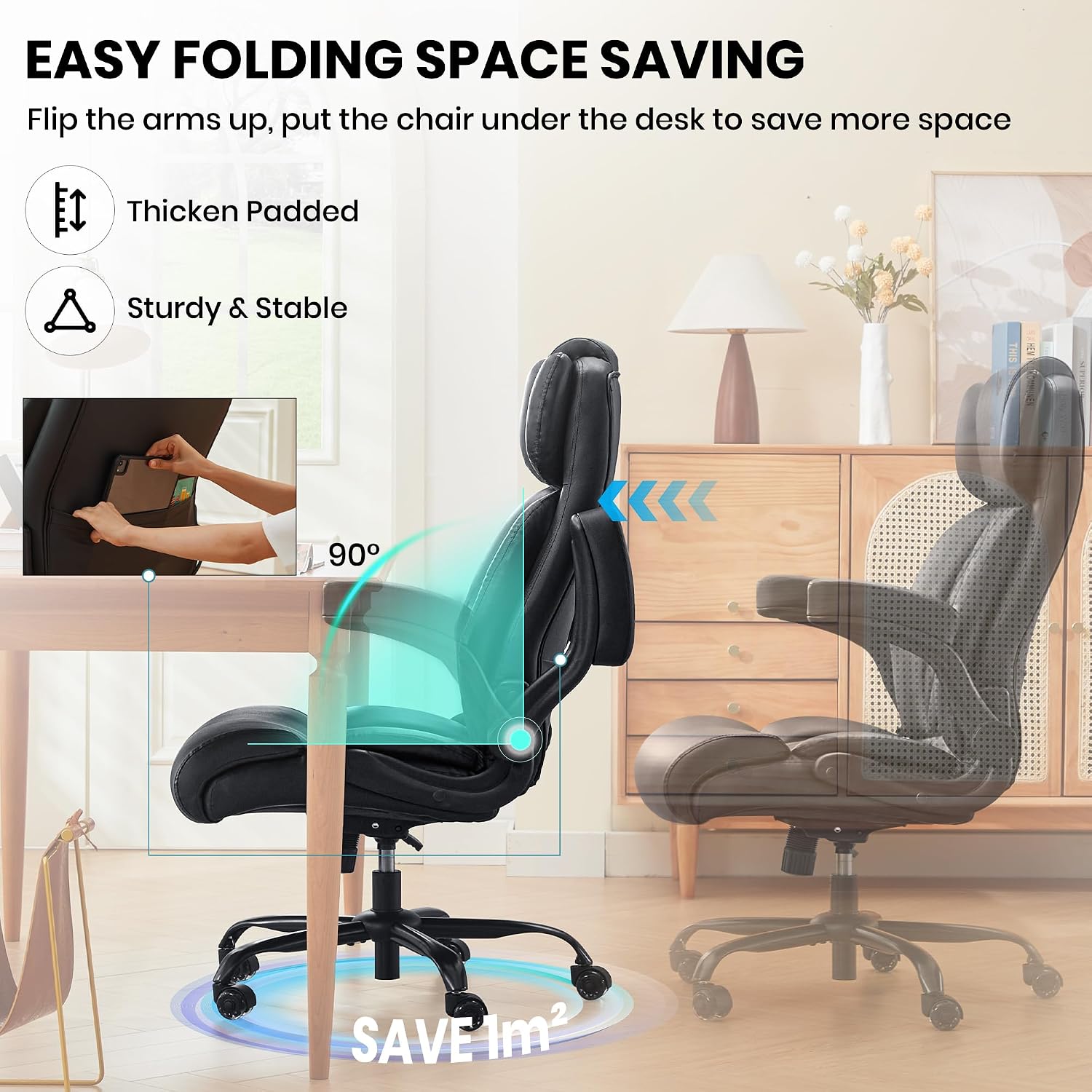 Thumbnail 6 de Cloomey 001 500 lb Big and Tall Office Chair, Extra-Wide Seat, Inflatable Lumbar Support