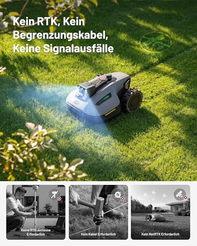 Detalle de Mammotion YUKA mini 2 500 – autonomer Mähroboter ohne Begrenzungskabel mit Dreifach-Kamera und DropMow